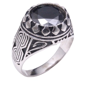 Di modo Turco Anello Dei Monili 925 Sterling Silver Mens Nero Anelli di Diamante - Product Image 1