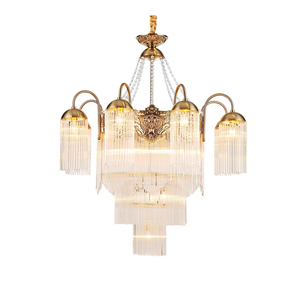 <span class=keywords><strong>Grand</strong></span> lustre de luxe en laiton et verre pour villa et hôtel, élégant et vintage pour grands espaces, lustres &amp;   Lampes suspendues - Product Image 4