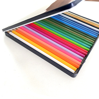 Ensemble de crayons de couleur de haute qualité de 24 couleurs dans une boîte en étain avec logo personnalisé, certifié ASTM, cadeau pour la peinture artistique