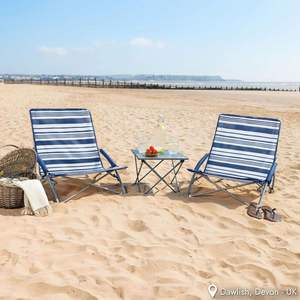 Bouncer Low Folding Iron Beach Chair Lightweight Portable Camping Picnic Garden Anti-Sinking Feet Storage <b>Bag</b> 150Kg - Product Image 2