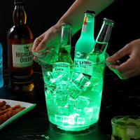 Seau à glace transparent en plastique avec barre lumineuse LED, refroidisseur de bouteilles de champagne et de vin pour hôtel