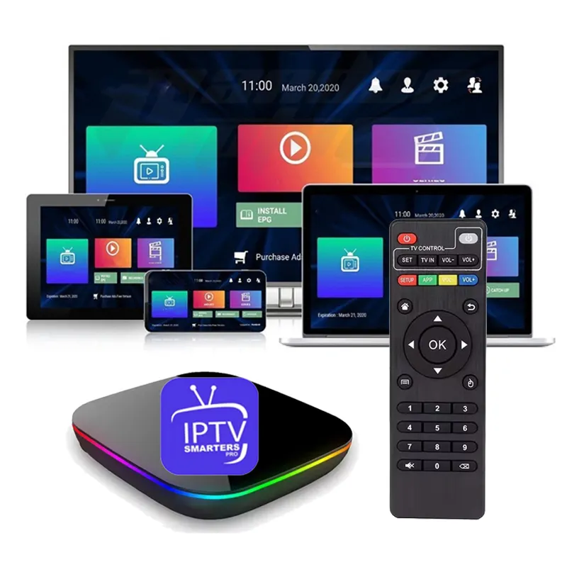 Android TVIPTVボックス最高のライブTVM3Uコード無料テストサブスクリプションドイツヨーロッパ英国アラビア語IPTV Smarters Pro