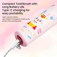 Brosse à dents électrique rotative pour enfants, design crème glacée, 3 modes, étanche IPX7, chargement Type-C, 60 jours d'autonomie, motif dessin animé
