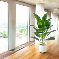 24 buatan 100cm hiasan daun pisang besar simulasi aksen tropis untuk rumah ruang tamu kantor untuk Thanksgiving Halloween