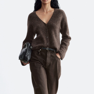 <b>Women</b> V Neck Knitted <b>Cardigan</b> Long Sleeve Button Down Solid Casual Sweater <b>Women</b> Knitwear - Product Image 2