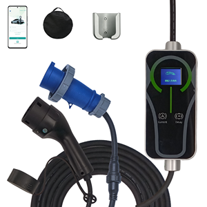 Nouvelles stations de recharge portables monophasées de type 2 bleues 7 kW, chargeur embarqué pour véhicules électriques - Product Image 1