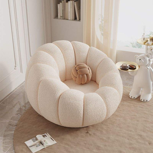Sillón Individual en Forma de Arco con Diseño de Pétalos de Calabaza, Estilo Crema, Giratorio, Ajustable, de <span class=keywords><strong>Madera</strong></span> Maciza, Moderno, para Sala de Estar - Product Image 5