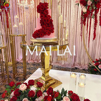Présentoir rond de fleur de table de gâteau d'événement d'acier inoxydable d'or de décoration de mariage pour des événements de décoration