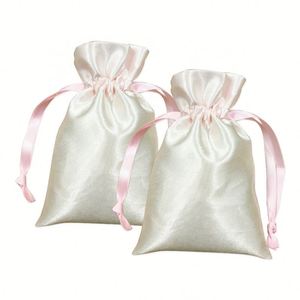 Pochette cadeau en satin, pochettes à bijoux, sacs à bonbons pour mariage, sacs à dragées pour fête nuptiale, sacs à cordon - Product Image 2