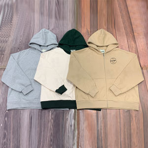 Sudadera con capucha de algodón cepillado de 100% algodón para hombre, estilo básico personalizado, de corte holgado con hombros caídos, color liso y cierre de cremallera. - Product Image 5