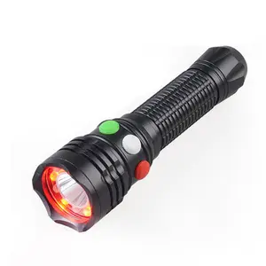 ไฟฉาย LED กันน้ำสีแดงสีขาวสีเขียว,ไฟฉายสัญญาณทางรถไฟแม่เหล็กแบบชาร์จไฟได้โคมไฟคบเพลิง LED ยุทธวิธี