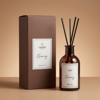 Ensemble de diffuseur de parfum en verre ambré de luxe 100 ml avec bâtonnets noirs et emballage cadeau haut de gamme