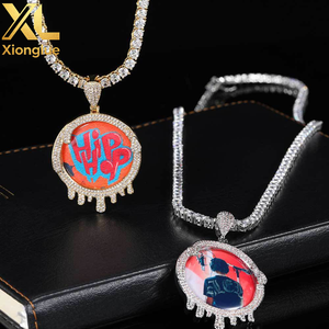 Collar de Latón Chapado en Oro Personalizado con Colgante de Marco de Fotos en Forma de Gota de Agua, Regalo de Joyería Personalizada para Hombres y Mujeres - Product Image 3