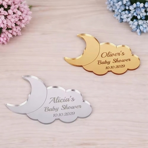Marque-places personnalisés en acrylique motif lune et nuage pour baby shower, <span class=keywords><strong>mariage</strong></span>, cadeaux, noms personnalisés pour Noël, anniversaire, baptême, Aïd - Product Image 2