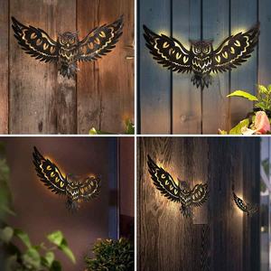 Shingel solaire applique extérieure porche Patio cour décoratif blanc chaud métal hibou suspendus lampes de jardin solaires - Product Image 2
