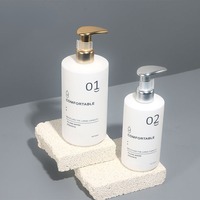 Flacon pompe rond en plastique HDPE blanc de luxe 300ml 500ml vide pour après-shampoing, gel douche, shampoing, lotion