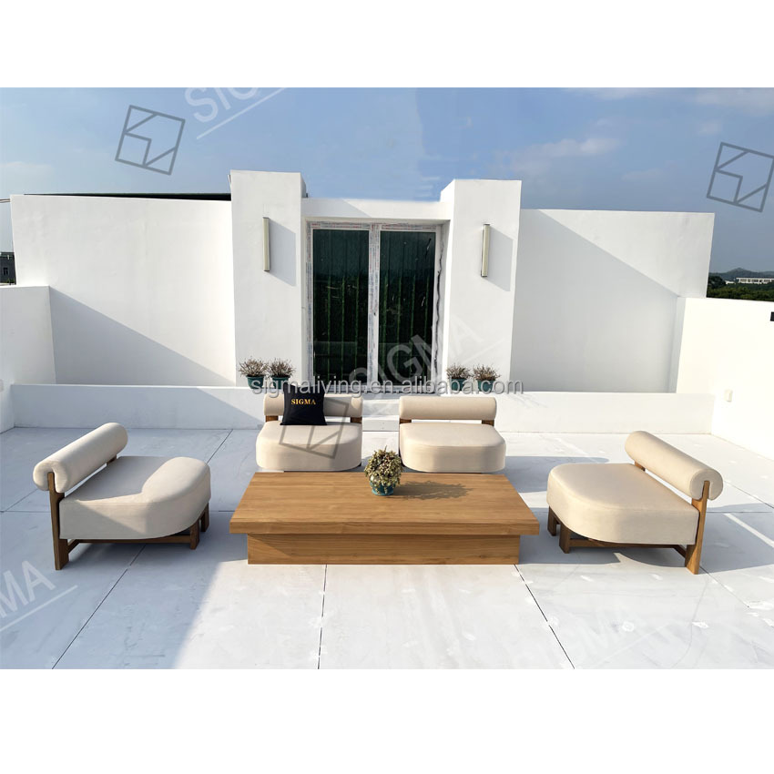 Modern Luxury Teak Solid Wooden Sofa Set Weather-Resistant Outdoor Dining Furniture for Villas Courtyards Apartments-New Design