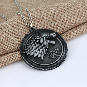 Collana ZRM Fashion Jewelry Vintage con ciondolo a forma di lupo della Casa Stark di Game of Thrones in lega di zinco con catena a maglie - Product Image 5