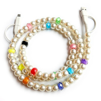 Câble de charge USB 3A vers Type C 4-en-1 avec perles de cristal colorées et perles de style cadeau pour téléphone portable, écouteurs et ordinateur portable