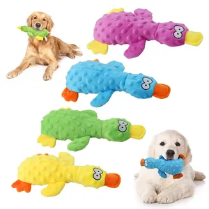 Brinquedo interativo durável personalizado para cães, brinquedo de pelúcia sem rugas em forma de pato, para mastigar agressivo, brinquedo para mastigar com estridente