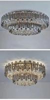 Lustre circulaire moderne de luxe PM en cristal K9, luminaire de plafond double couche en forme de gâteau pour salle à manger et salon