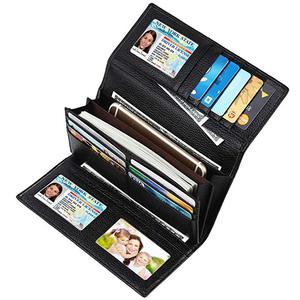 <span class=keywords><strong>Portafoglio</strong></span> Lungo da <span class=keywords><strong>Donna</strong></span> in <span class=keywords><strong>Pelle</strong></span> di Lusso, Pochette da Viaggio Trifold con Blocco RFID - Product Image 1