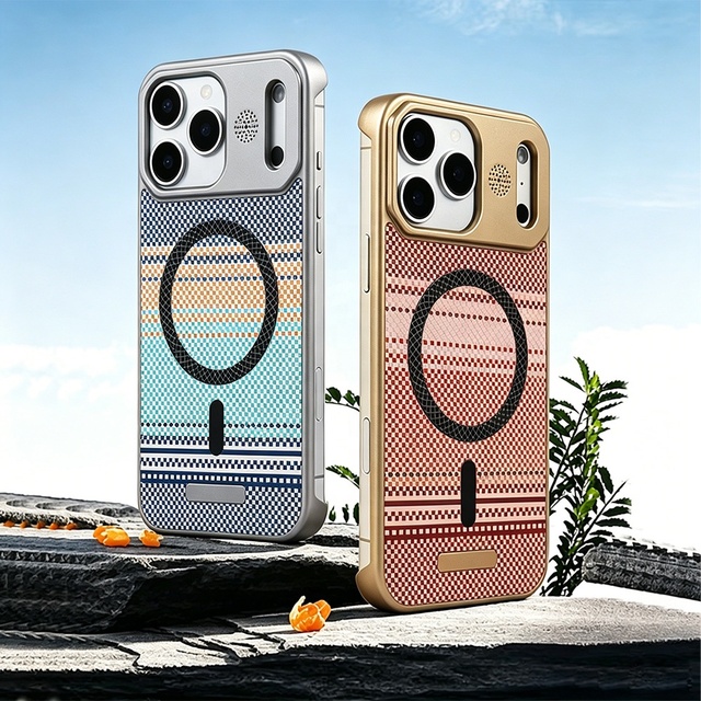 Texture Magnetic Wireless Charge Embossing Phone Case for iPhone 17 16 15 Pro Max PC+Leather Carbon Fiber Cooling Hard Cover