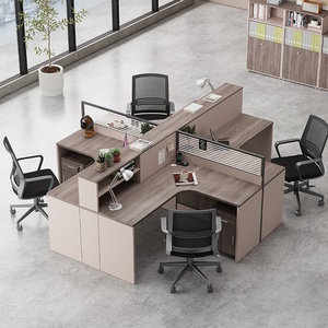 Bureau <span class=keywords><strong>de</strong></span> travail moderne en forme <span class=keywords><strong>de</strong></span> L pour 4 postes, table d'ordinateur pour 4 à 6 personnes. Table d'ordinateur pour <span class=keywords><strong>employé</strong></span>. - Product Image 3