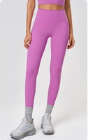 Pantalon de sport doux pour femmes de couleur unie, leggings de yoga taille haute