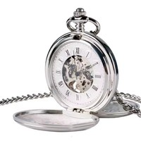 Montres de poche mécaniques à remontage manuel, dorées, rétro, à double cadran lisse, chiffres romains