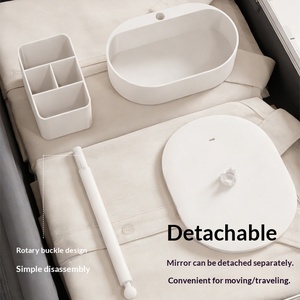 Светодиодное зеркало для макияжа с подсветкой, настольное, одностороннее, вращающееся на 360 градусов, зеркало «Принцесса» с отсеком для хранения, из АБС-пластика и стекла, для студенческого общежития, с подсветкой - Product Image 5