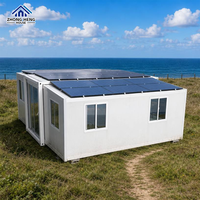 Maison préfabriquée à double aile de 20, 30 ou 40 pieds, alimentée à l'énergie solaire hors réseau, 1 à 4 chambres, maison conteneur moderne modulaire extensible