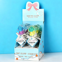 Sucettes dures fruitées sans sucre de 20g (motifs Dauphin, Licorne, Marguerite, Cerise, Queue de Sirène, Astronaute) en sachet pelliculé