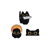 Épinglette décorative en métal émaillé noir mignon pour sac à dos, veste, sac – Idéale pour Halloween, le Nouvel An chinois, la remise des diplômes, et la mode