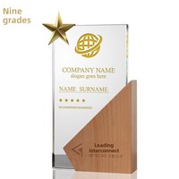 Trophée Médaille d'Honneur Personnalisé en Bois Massif avec Plaque en Verre Glaçuré Gravée – Récompense de Compétition