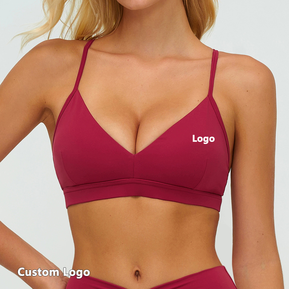Factory Wholesale Yoga Bra, Cross V-neck Fashionable Back Sports Underwear, Fitness Running Sports Bra