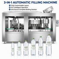 Machine industrielle de rinçage, remplissage et bouchage de bouteilles en verre et PET pour eau potable pure, contrôlée par PLC, haute vitesse