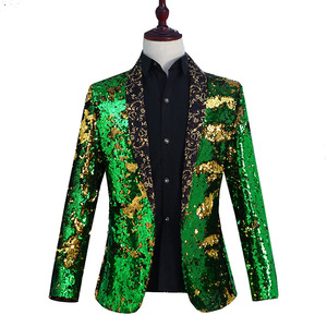 Mens <strong>Sparkling</strong> Sequins Blazer Shawl Collar Tuxedo <strong>Jacket</strong> for Wedding Party Nightclub Stage Performance Suit - Product Image 4