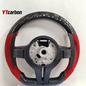 YTcarbon per BMW <span class=keywords><strong>Serie</strong></span> <span class=keywords><strong>1</strong></span> F20 <span class=keywords><strong>F21</strong></span> 125i 1M Volante in Vera Fibra di Carbonio Personalizzato con Paddle Shifter LED Rosso e Rivestimento in Pelle Scamosciata - Product Image 5