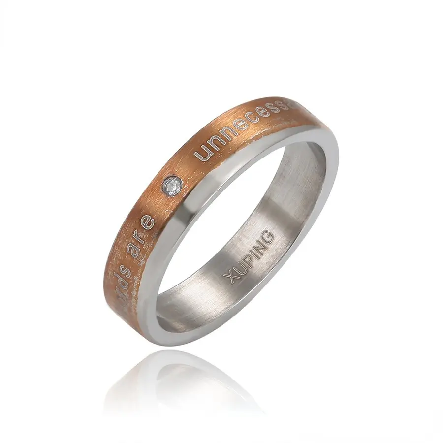 15985 Xuping jewelry new trend carved words stainless steel new design cool style ring