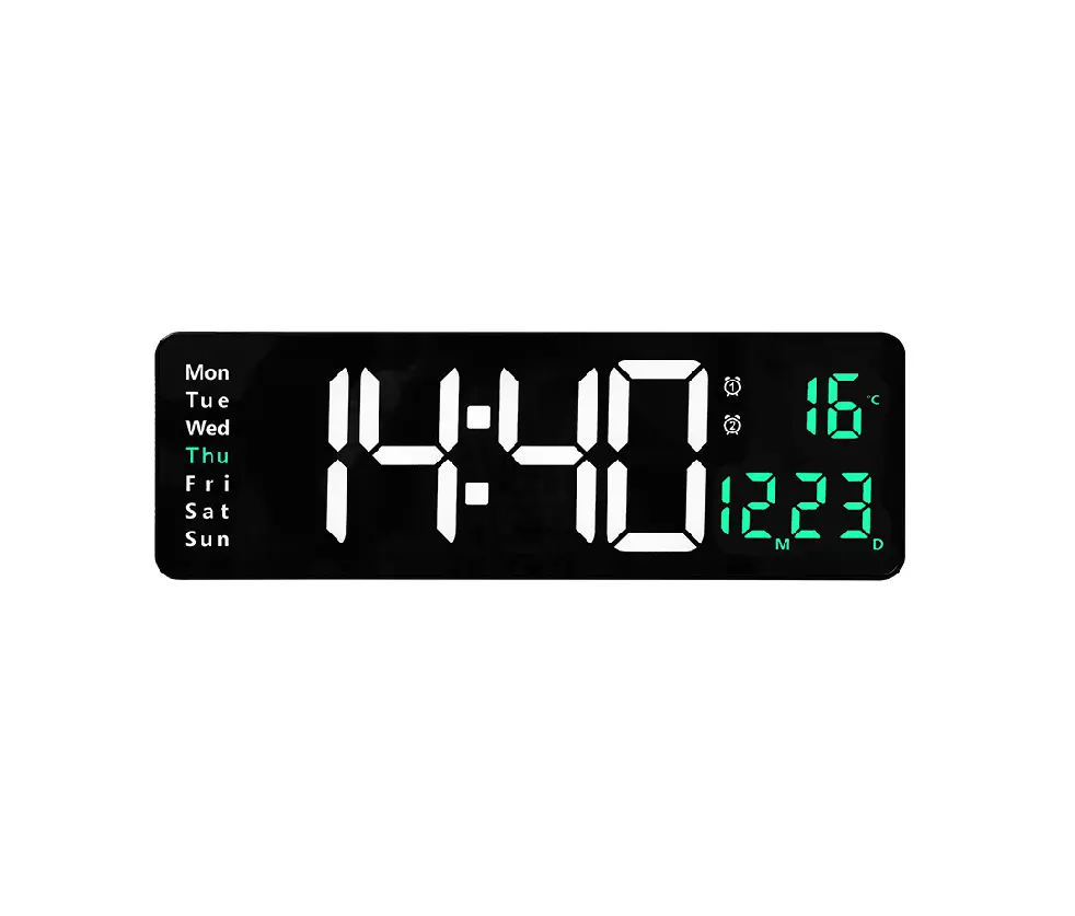 Temperature Week Calendar Smart Clock Remote Control Silent Alarm Clock LED Digital Wall Clock