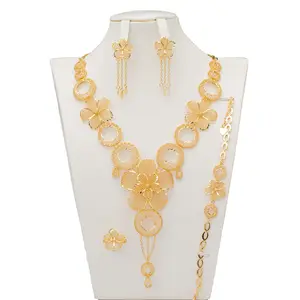 big jewelry set dubai wedding jewellery set bridal gold-plated heart pendant jewelry women necklace