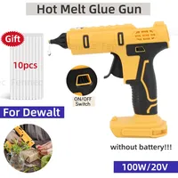 Pistolet à colle chaude électrique sans fil Pistolet thermofusible Buse anti-brûlure avec 10 bâtons de colle pour Dewalt sans batterie