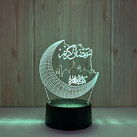 Lampe du Ramadan, souvenir islamique musulman romantique, lumière nocturne LED 3D pour enfants, 7 couleurs changeantes, télécommande USB, décoration de la maison Mubarak