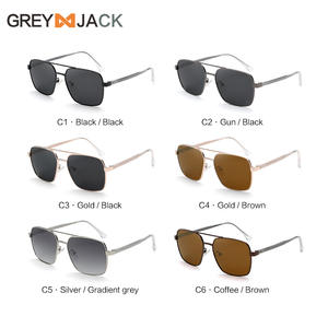 Lunettes de soleil polarisées Greyjack pour homme, monture carrée noire en TR, verres TAC UV400, style décontracté et professionnel - Product Image 5