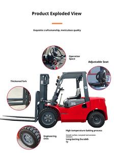 Montacargas Eléctrico Estable de 3000 kg con Asiento, Accionamiento Mecanizado, Centro de Carga de 500 mm para Muelle de Carga, Montacargas Eléctrico de Horquilla Baja - Product Image 2