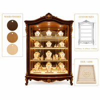 Vitrine de présentation de bijoux de style européen classique, armoire haute sculptée avec éclairage LED pour bijouterie
