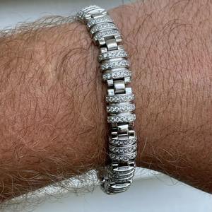 Bracelet de luxe en moissanite sertie de diamants, en argent sterling 925, fermoir boîte, bijoux tendance hip-hop, cadeau - Product Image 1