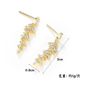 Versátiles pendientes de moda famosos de Internet con diseño de hoja de borla larga temperamento circón oreja de <span class=keywords><strong>trigo</strong></span> y nicho estilo versátil - Product Image 5