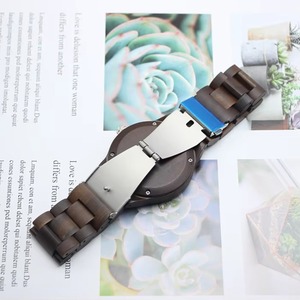 Montre pour homme en bois foncé entièrement naturel, cadran noir scintillant étoilé, bracelet en bois massif, écologique, décontractée, quotidienne, étanche - Product Image 3